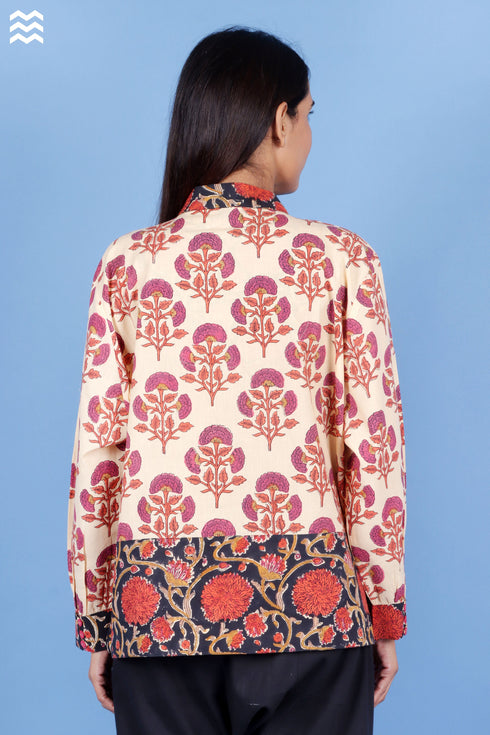 Cambric Cotton Patricia Top In Block Print