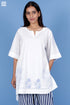 Slub Cotton Top In Floral Block Print