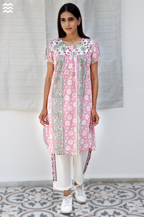 100% Cotton Slub Cotton Top in Hand Block Print