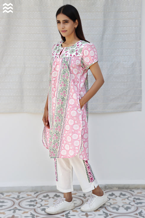100% Cotton Slub Cotton Top in Hand Block Print