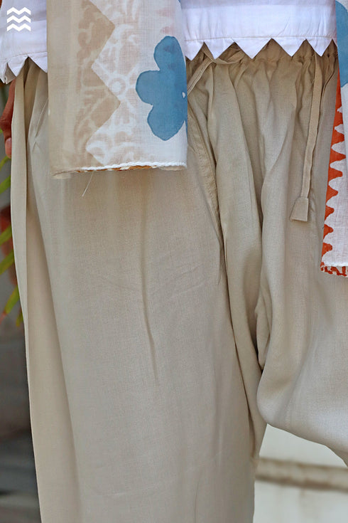 Rayon Beige Relaxed Pant