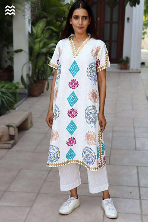 Rayon Long Top in Floral Block Print