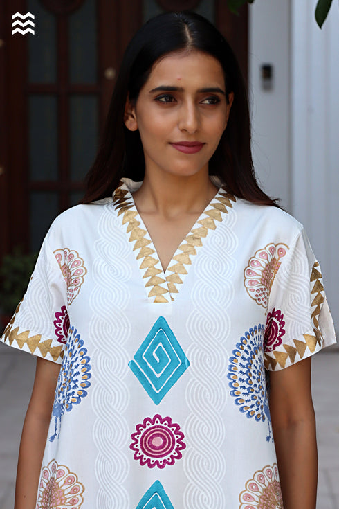 Rayon Long Top in Floral Block Print