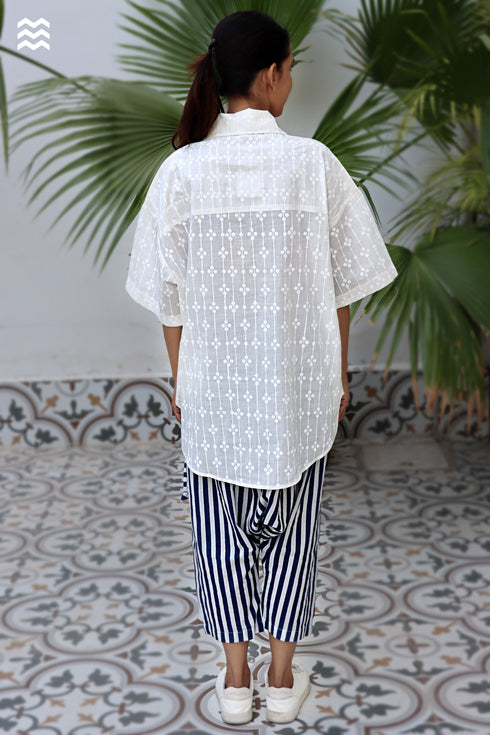 Cotton Slub Off White Beach Shirt