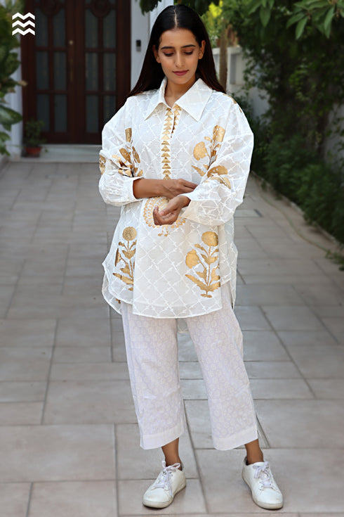 MulMul White Gold Beach Shirt
