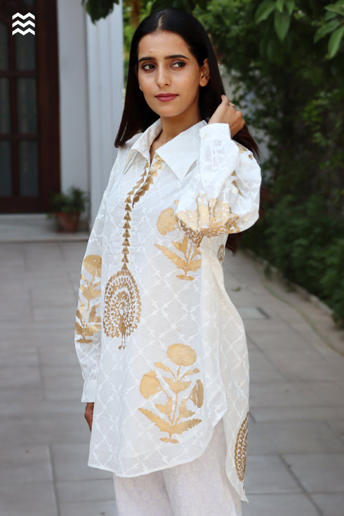 MulMul White Gold Beach Shirt
