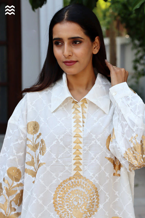 MulMul White Gold Beach Shirt