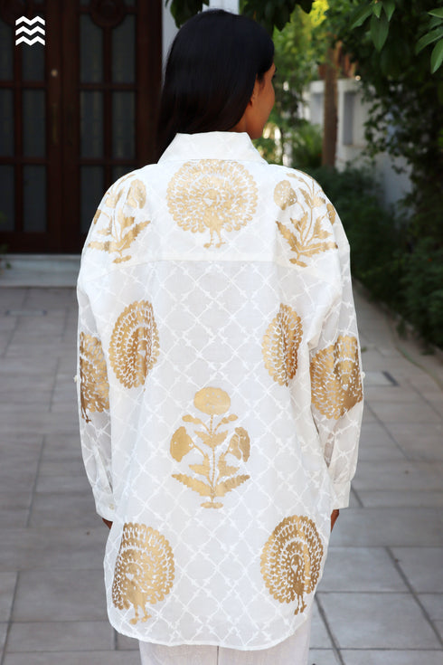 MulMul White Gold Beach Shirt