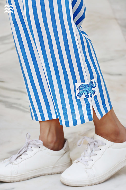 Cambric Cotton Rose Pant in Stripe Print