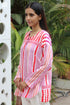 MulMul Cotton White & Red Pleat Top in Geometric Block Print