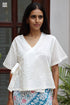 Cotton Slub Off-White Short Wrap Top