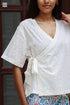 Cotton Slub Off-White Short Wrap Top