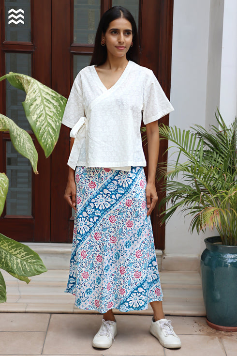 Cotton Slub Off-White Short Wrap Top