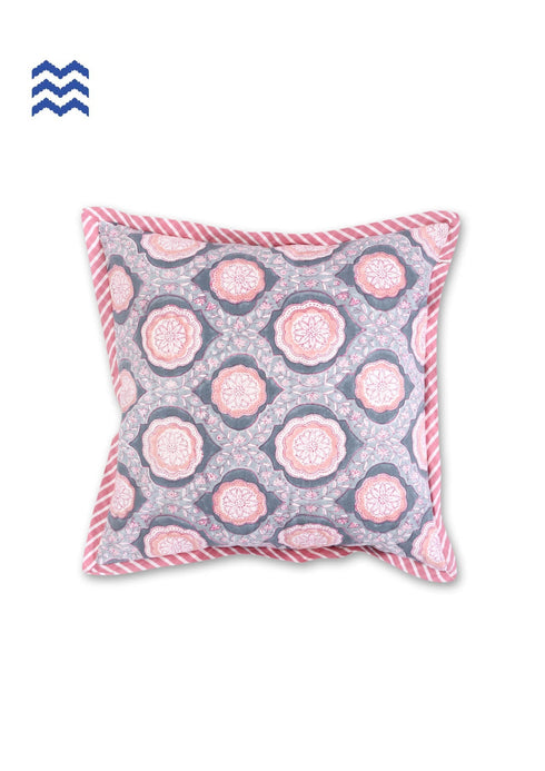 20s Cotton Cushion Cover In Graphic Block Print