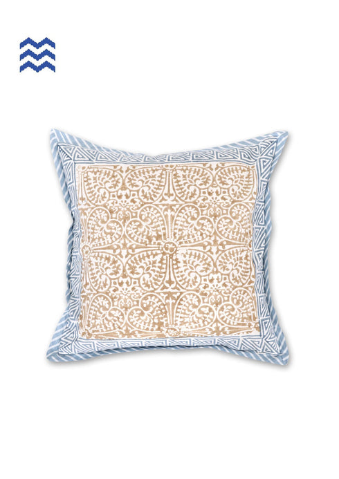 20s Cotton Cushion Cover in Floral Block Print