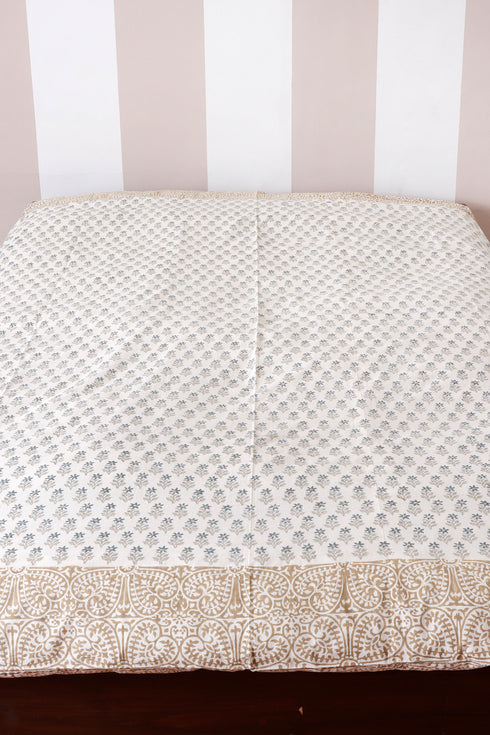60s Cotton Duvet Cover In Block Print