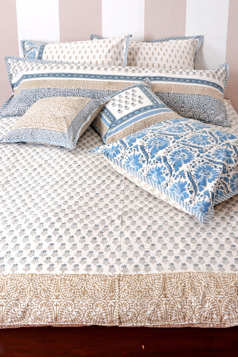 60s Cotton Duvet Cover In Block Print