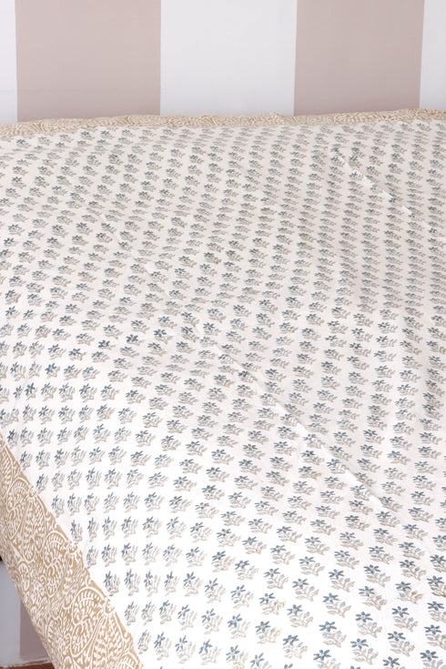 60s Cotton Duvet Cover In Block Print