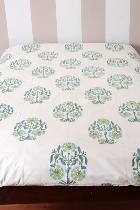 60s Cotton Duvet Cover In Block Print