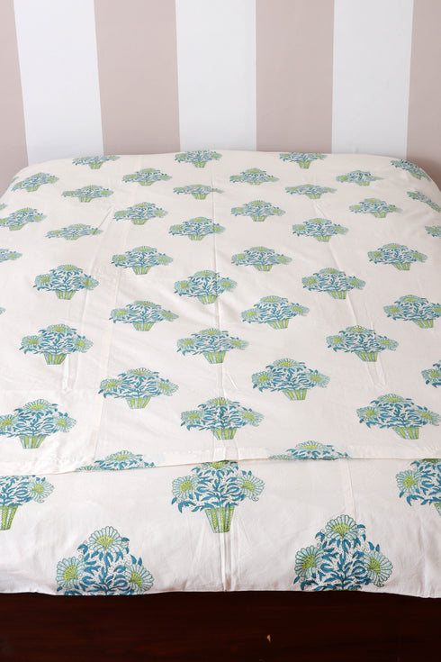 60s Cotton Duvet Cover In Block Print