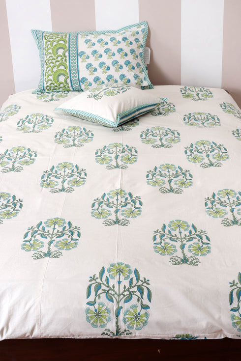 60s Cotton Duvet Cover In Block Print