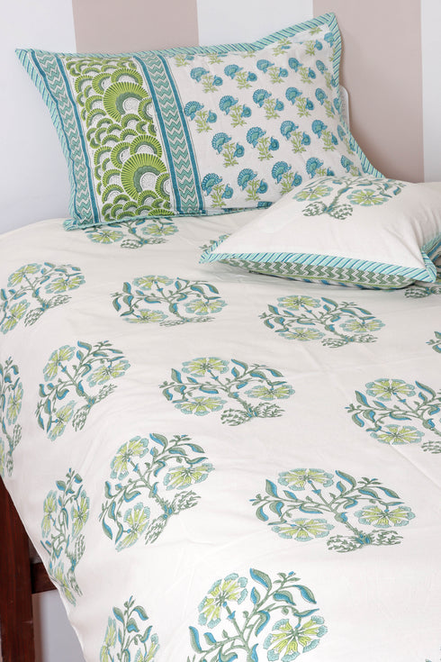 60s Cotton Duvet Cover In Block Print