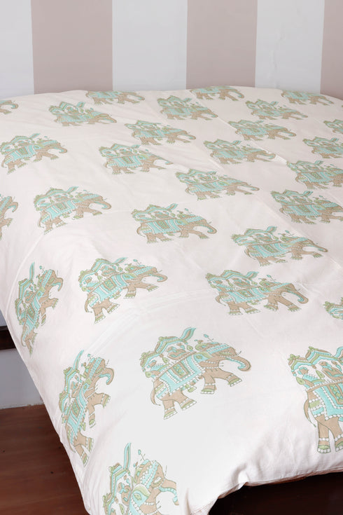 60s Cotton Duvet Cover In Block Print (Only Duvet Cover)