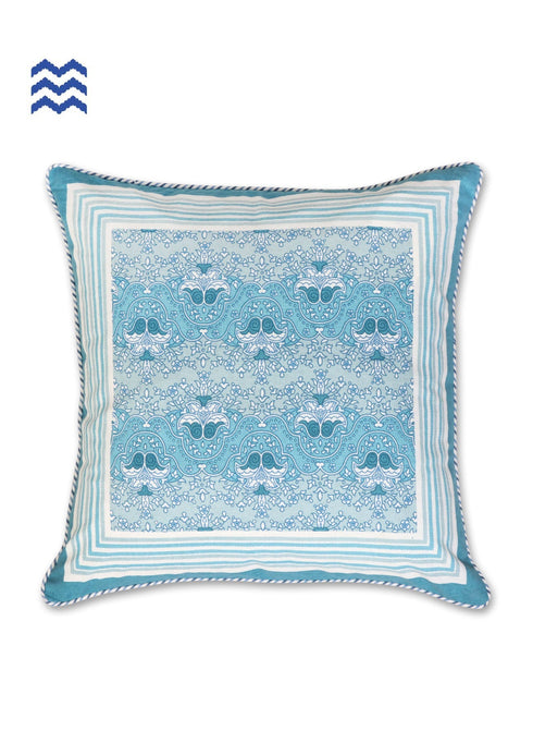 20s Cotton Cushion Cover In Teal Floral Print