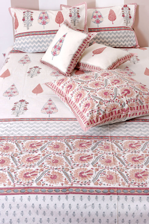 20s Cotton Bed Cover in Block Print