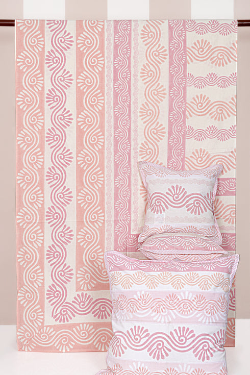 20s Cotton KING SIZE Bed Cover In Graphic Block Print