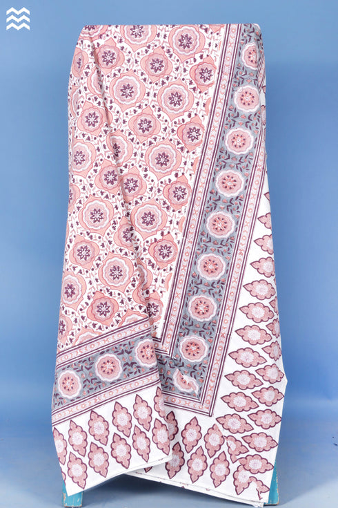 20s Cotton Bed Cover In Floral Block Print