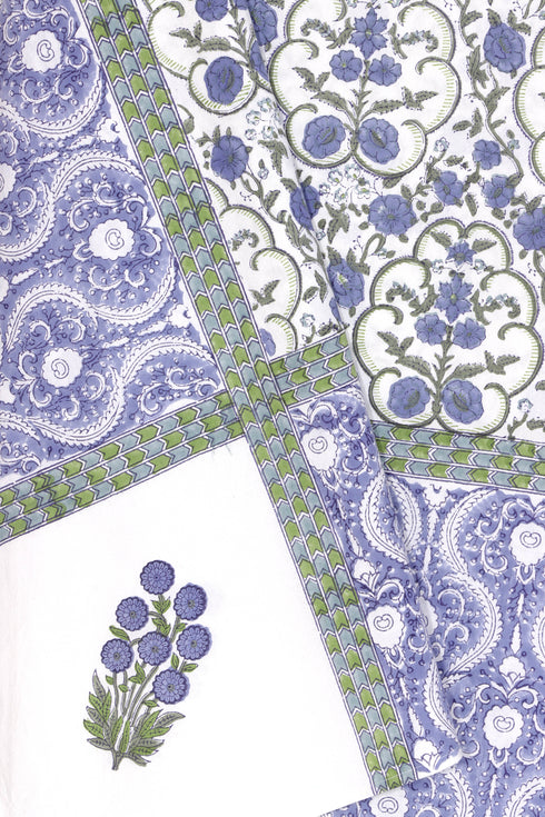 20s Cotton Bed Cover in Floral Block Print