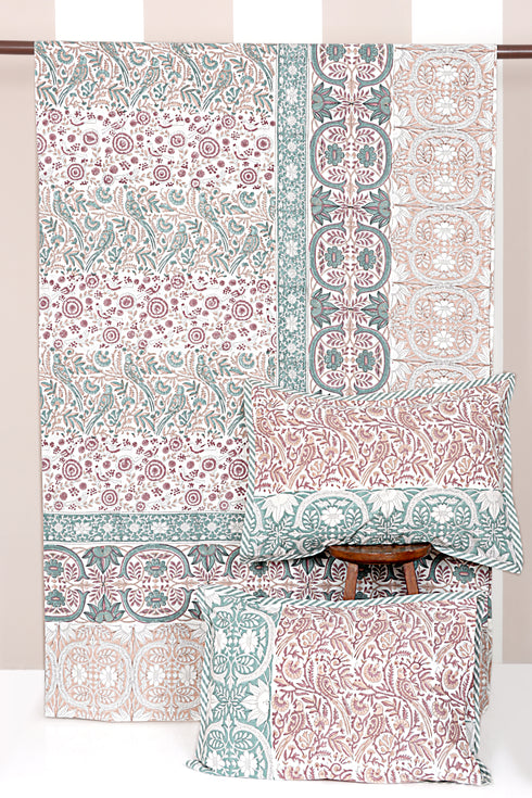 20s Cotton Bed Cover in Block Print