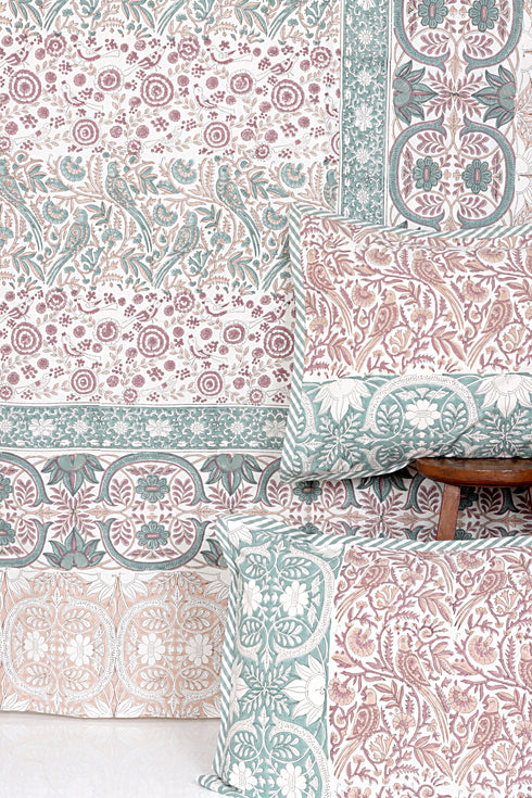 20s Cotton KING SIZE Bed Cover In Block Print