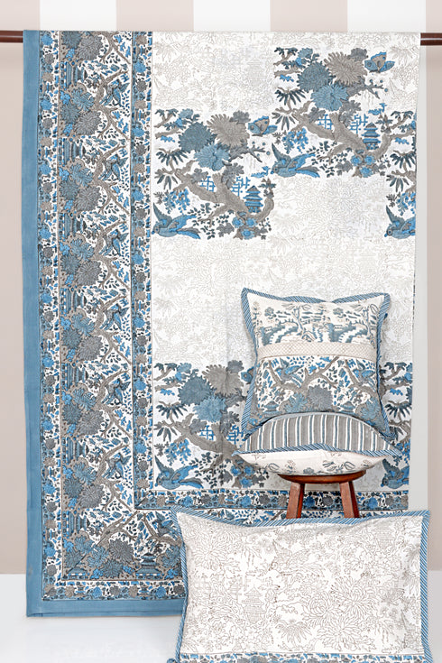 20s Cotton Bed Cover in Block Print
