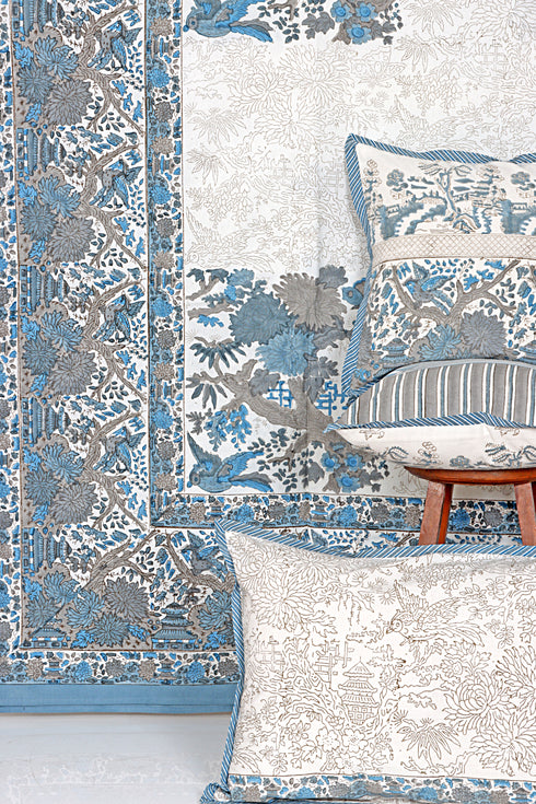 20s Cotton Bed Cover in Block Print