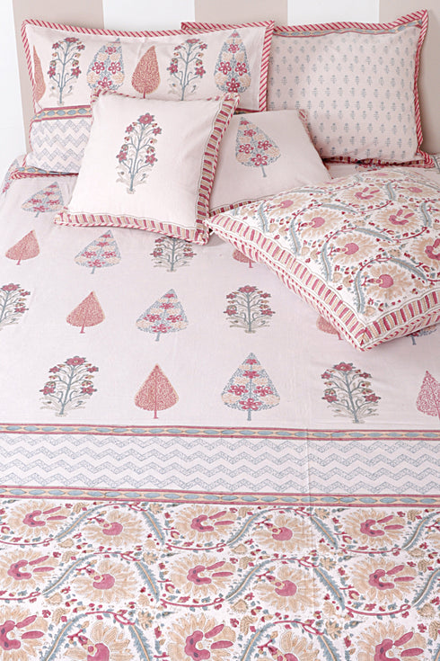 20s Cotton Bed Cover in Block Print