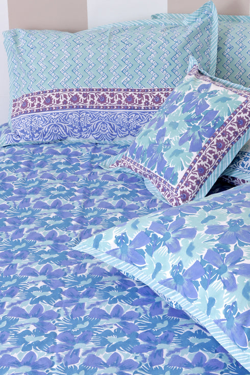 20s Cotton KING SIZE Bed Cover In Floral BlockPrint