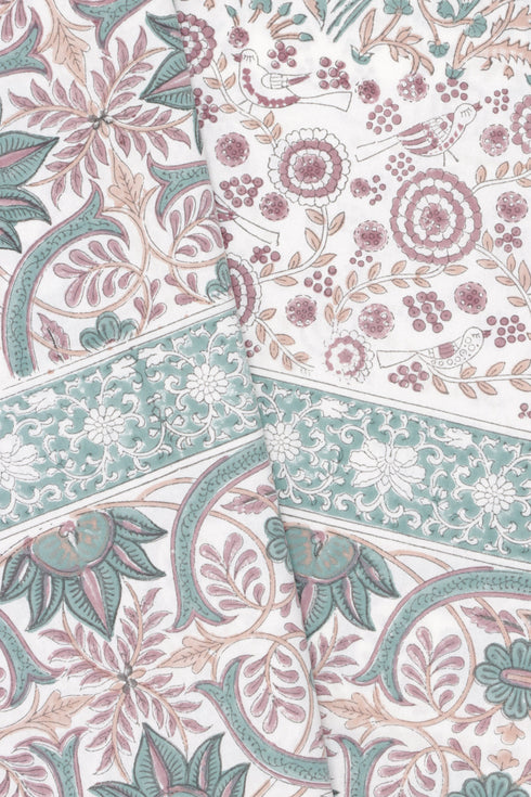 20s Cotton KING SIZE Bed Cover In Block Print