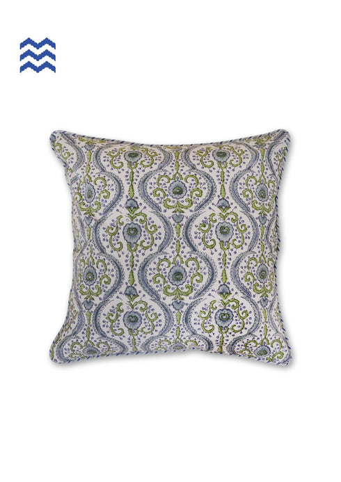20s Cotton Cushion Cover in Floral Block Print