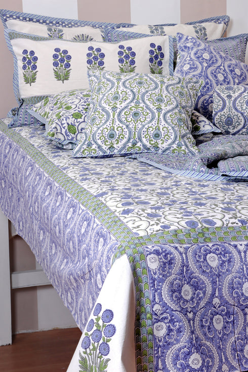 20s Cotton Cushion Cover in Floral Block Print