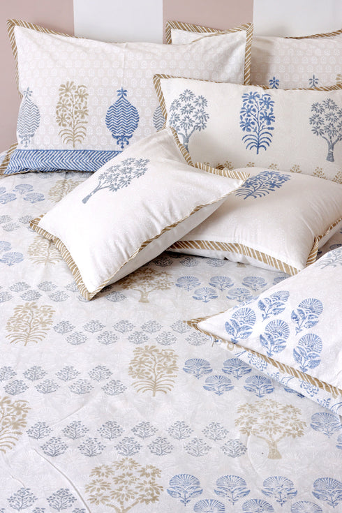 20s Cotton Cushion Cover in Floral Block Print