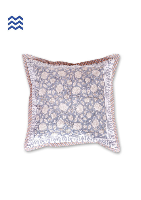 20s Cotton Cushion Cover in Block Print with Piping