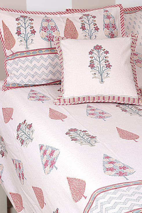 20s Cotton Cushion Cover in Floral Block Print