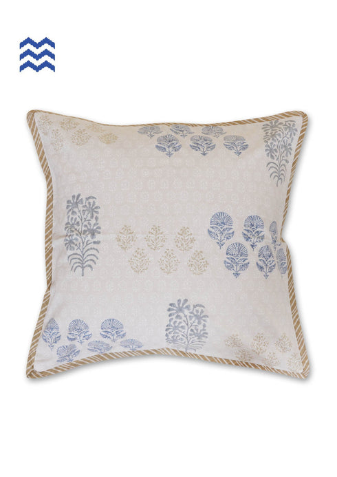 20s Cotton Cushion Cover in Floral Block Print