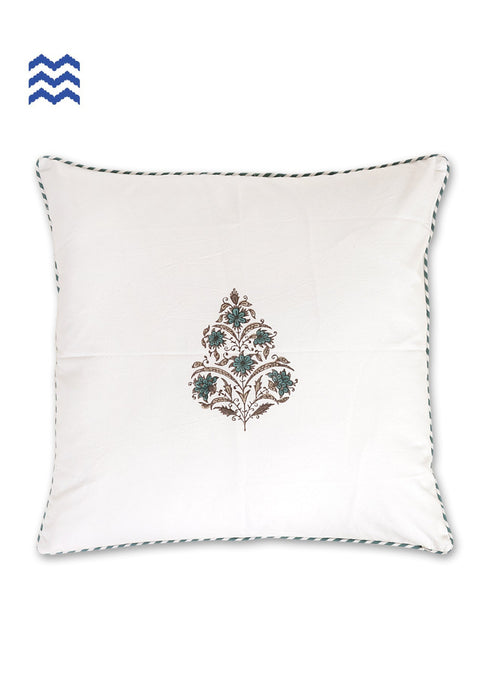 20s Cotton Cushion Cover in Floral Block Print