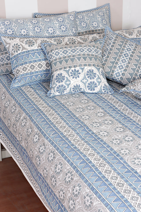 20s Cotton Cushion Cover in Floral Block Print