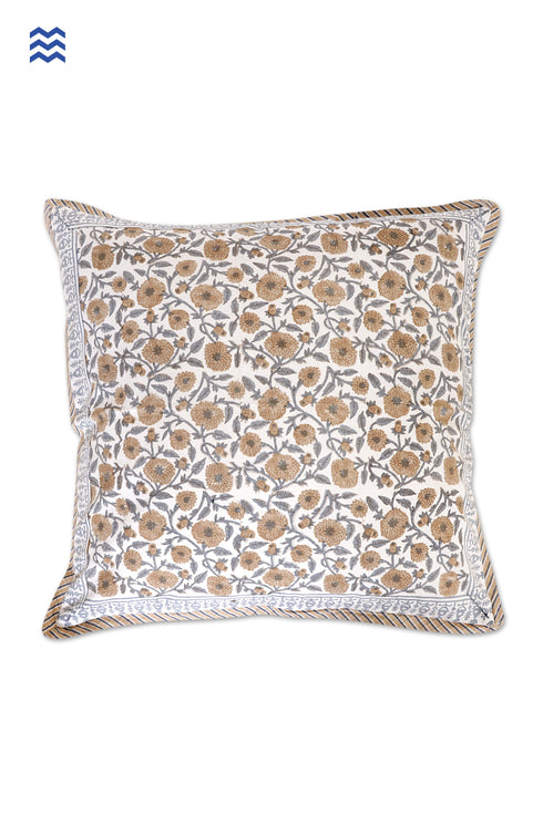 20s Cotton Large Cushion Cover In Block Print
