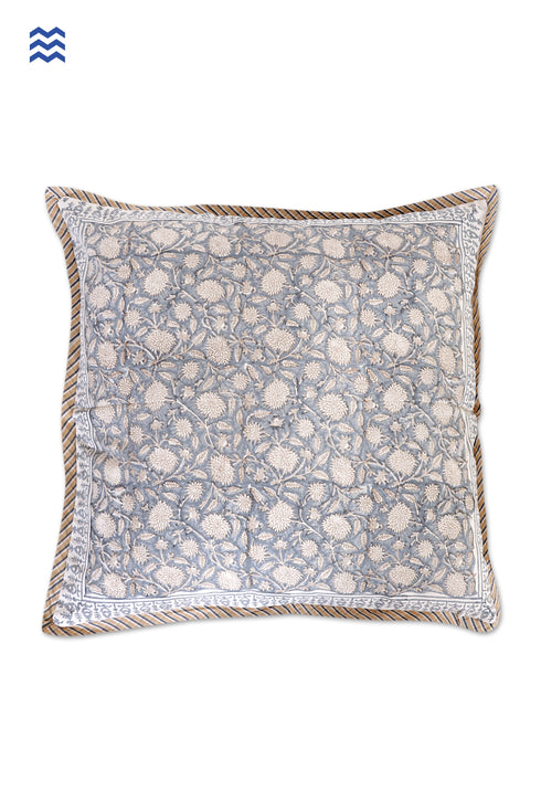 20s Cotton Large Cushion Cover In Block Print