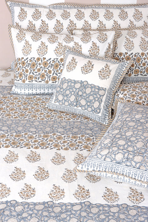 20s Cotton Large Cushion Cover In Block Print